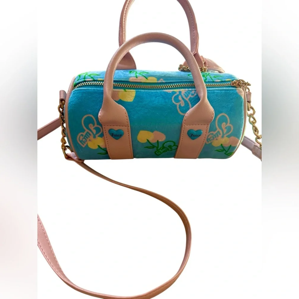 Juicy Couture Retro Cherry Mini Bag Retro Blue Yellow Multi Crossbody NWOT✅‎